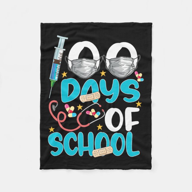 Manta Polar Enfermera feliz 100 días de fiesta escolar (Anverso)
