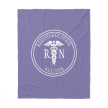 Enfermera inscrita Caduceus Nombre Blanco Púrpura