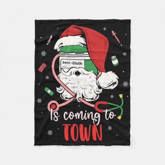 Manta Polar Enfermera Médica Istant Xmas Sani- Vino A (Anverso)