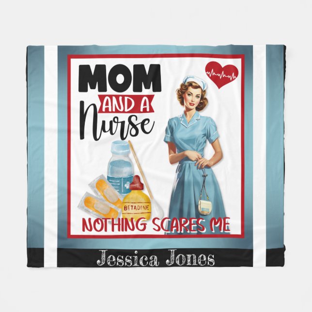 Manta Polar Enfermera nostálgica cute pinup mamá y enfermera (Frente (Horizontal))