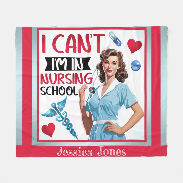 Manta Polar Enfermera Nostálgica en escuela de Enfermería (Frente (Horizontal))