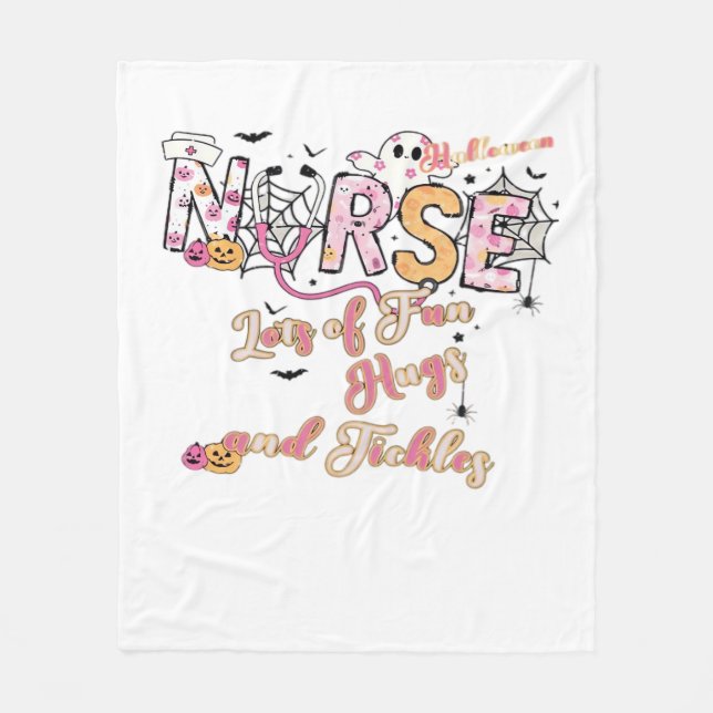 Manta Polar Enfermera pediátrica Diversión Halloween Diseño Es (Anverso)