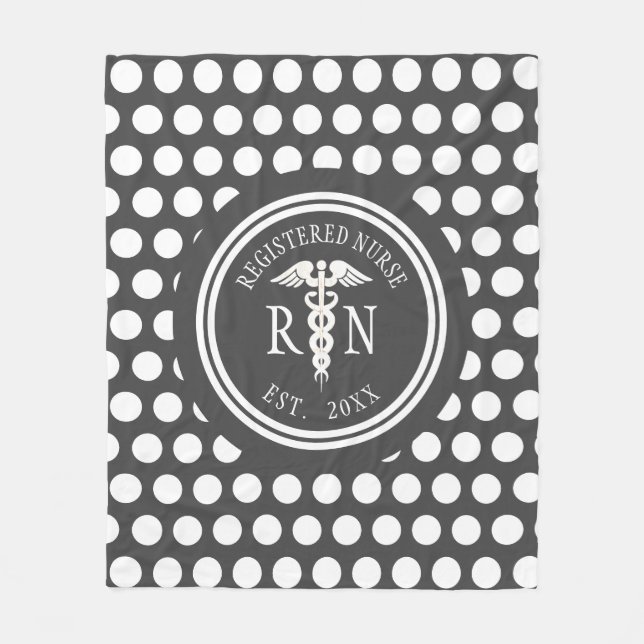 Manta Polar Enfermera personalizada RN Medical Caduceus (Anverso)