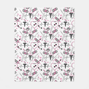 Manta Polar Enfermera rosa Modelo de estetioscopio EKG Médi