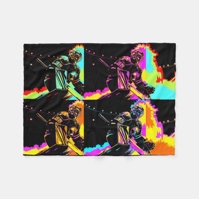 Manta Polar Enfocado y listo - Jugador de hockey sobre hielo (Frente (Horizontal))