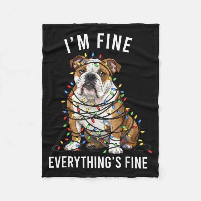 Manta Polar English Bulldog Christmas I'm Fine Everything Is F (Anverso)