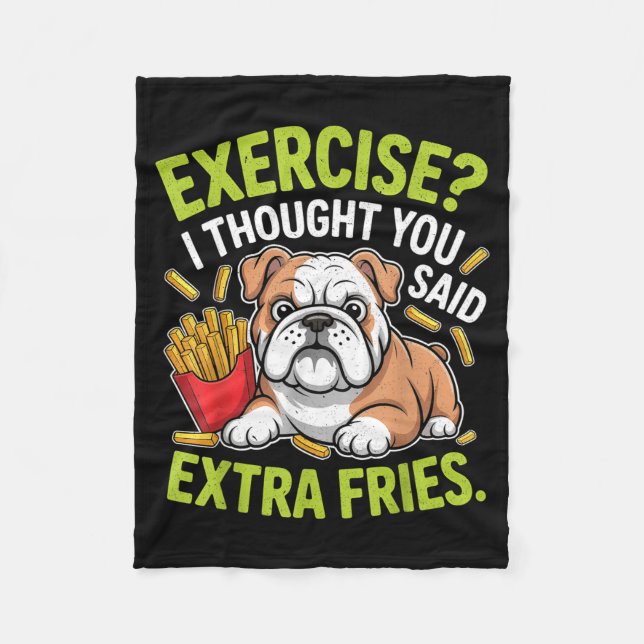 Manta Polar English Bulldog Exercise, Extra Fries Funny  (Anverso)
