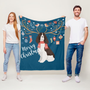 Manta Polar English Springer Spaniel Christmas Reindeer Dog