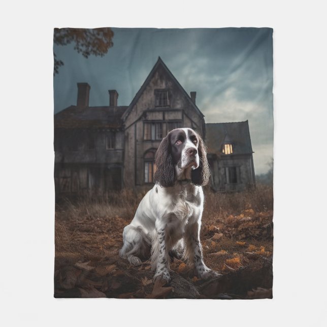 Manta Polar English Springer Spaniel Halloween Aterrador (Anverso)