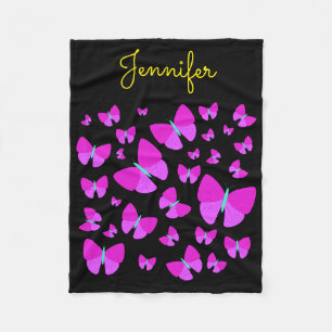 Manta Polar Enjambre de mariposas artísticas + Nombre