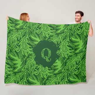 Manta Polar Entre las Hojas Monograma Verde