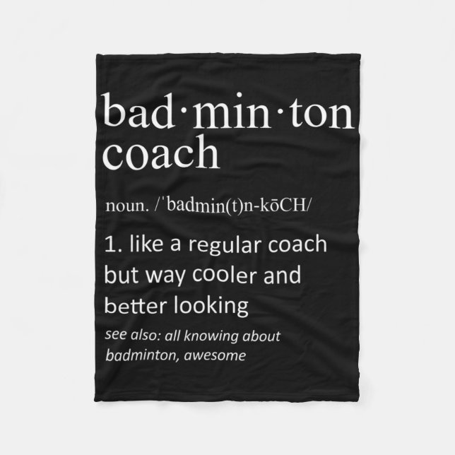 Manta Polar Entrenador de Badminton Funny Dictionary Definitio (Anverso)