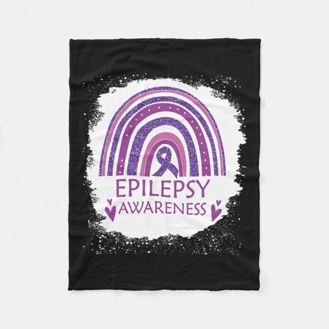 Manta Polar Epilepsia Awareness Bleached Rainbow Purple Ribbon (Anverso)