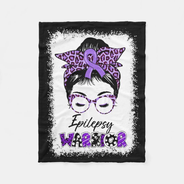 Manta Polar Epilepsy Awareness Messy Bun Warrior Leopard Bynda (Anverso)