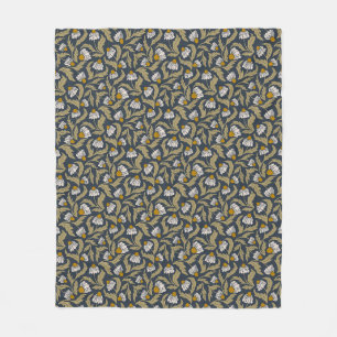 Manta Polar Equináceas en floral moderno azul marino