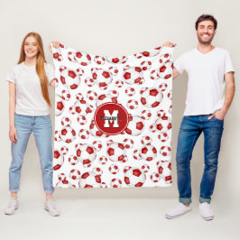 Manta Polar equipo blanco rojo colores chicas balones de fútbo