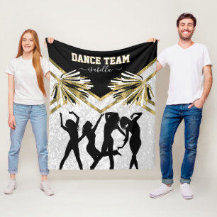 Manta Polar Equipo de Baile Divertido Negro, Blanco y Dorado