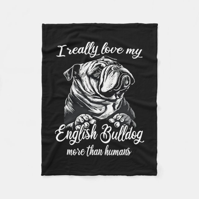 Manta Polar Equipo de bulldog Amo Mi Bulldog Inglés (Anverso)
