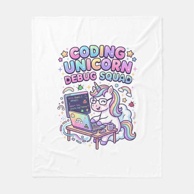 Manta Polar Equipo de Depuración de Unicornios de Codificación (Anverso)