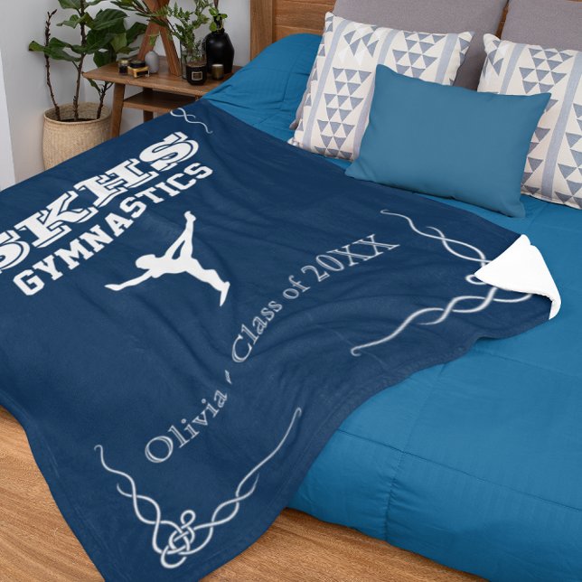 Manta Polar Equipo Gimnasio Fleece Blanco Texto Pequeño Funda (Gymnastics Team Fleece Med White Text Blanket)
