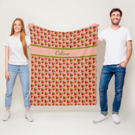 Manta Polar Erdbeeren auf einem rosa Hintergrund in Stoffoptik
