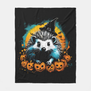 Manta Polar Erizo de Halloween y calabazas lindos