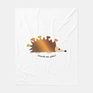 Manta Polar Erizo Pegado a Ti y Corazón Diseño Adorable