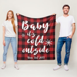 Manta Polar Es frío afuera Plaid Rojo Búfalo