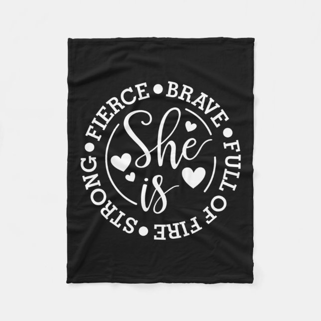 Manta Polar Es Fuerte Feroz Valiente Lleno De Femín Feminista  (Anverso)