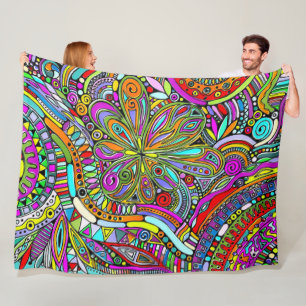 Manta Polar Esbozo de arte de fantasía - Flores abstractas 1