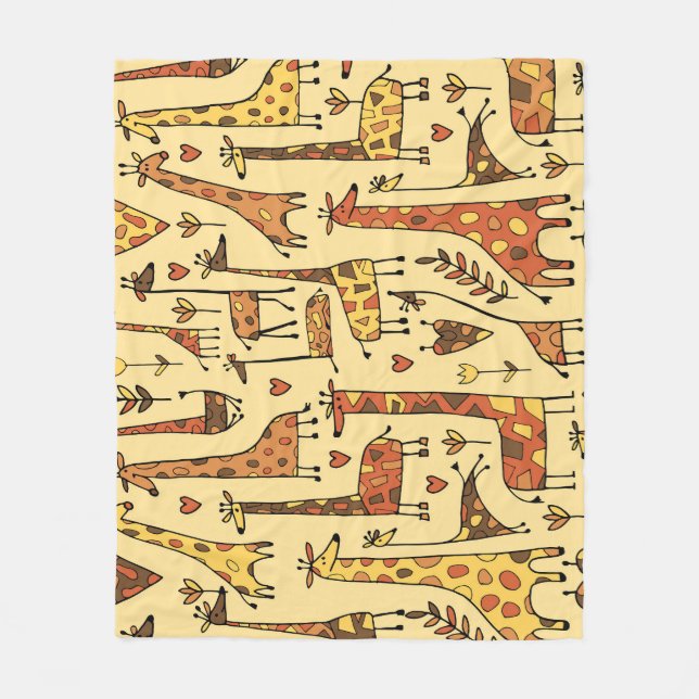 Manta Polar Esbozo de jirafa, diseño divertido y sin inconveni (Anverso)