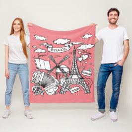 Manta Polar Esbozo de mano suave Torre Eiffel París Francia Ro