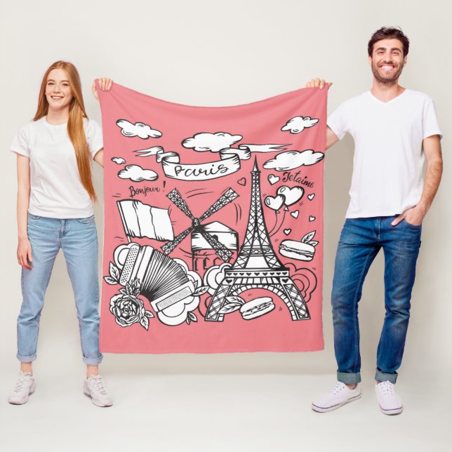 Manta Polar Esbozo de mano suave Torre Eiffel París Francia Ro (In situ)