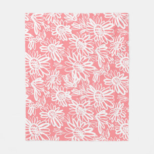 Manta Polar Esbozo de margarita abstracto, patrón monocromo