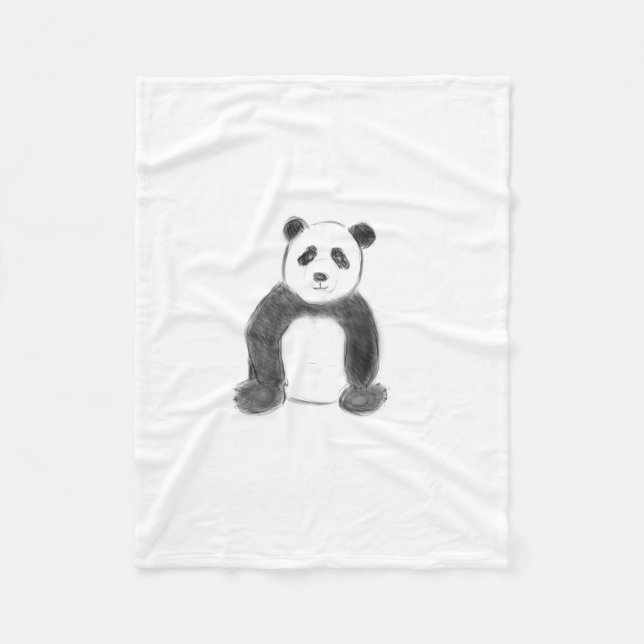 Manta Polar Esbozo de panda blanco y negro (Anverso)