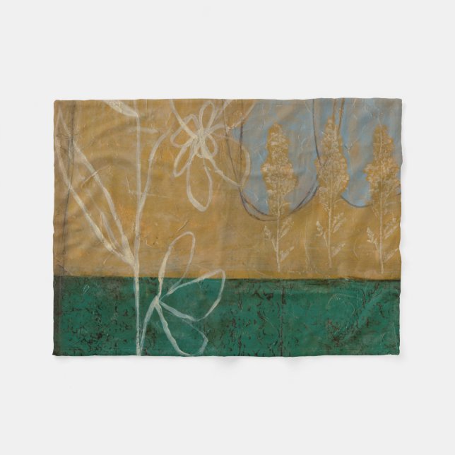 Manta Polar Esbozo floral con flores silvestres y plantas (Frente (Horizontal))
