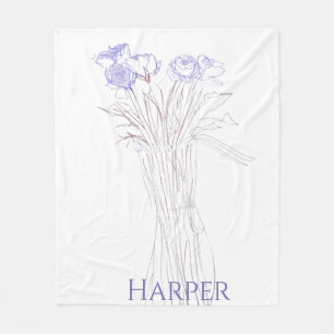 Manta Polar Esbozo Mínimo Moderno De Flor Para Las Mujeres