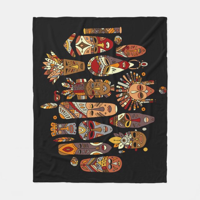 Manta Polar Esbozos étnicos de la máscara tribal (Anverso)
