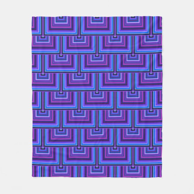 Manta Polar Escalas cuadradas azules y violetas (Anverso)