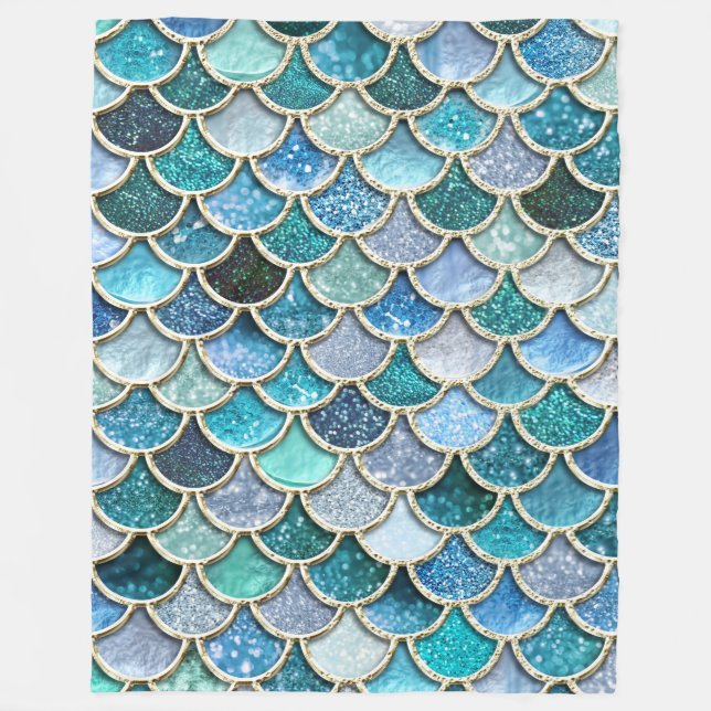 Manta Polar Escalas de sirena de Purpurina de chispa plateada (Anverso)