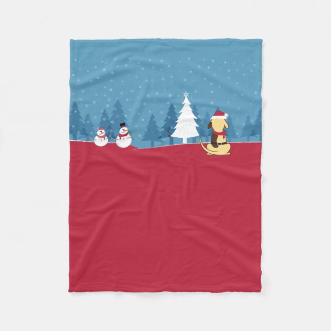 Manta Polar Escena combinada del navidad gordo del perro (Anverso)