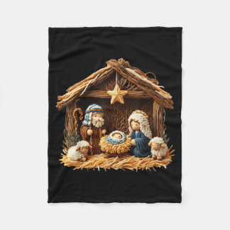 Manta Polar Escena de la Natividad Faux Lana Crochet Jesús Nav
