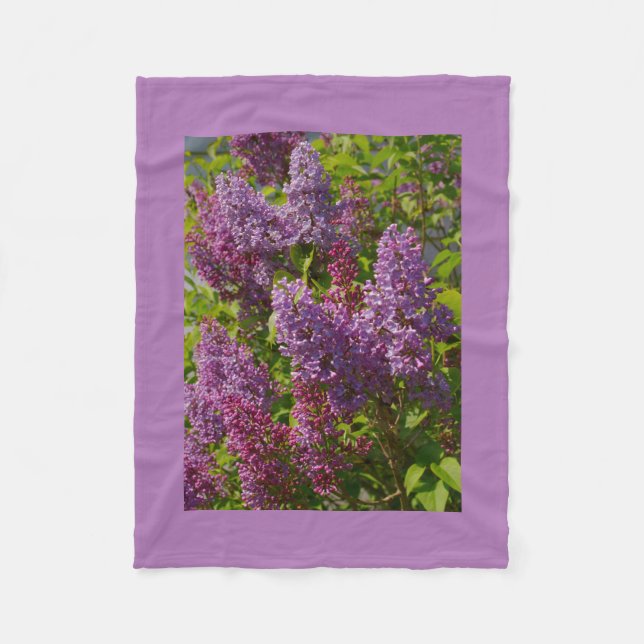 Manta Polar Escena en el jardín, lilas púrpura, flores, natura (Anverso)