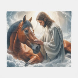 Manta Polar Escena serena de compasión con Jesús y caballo
