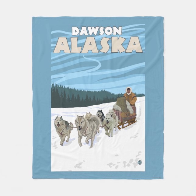 Manta Polar Escena Sledding del perro - Dawson, Alaska (Anverso)
