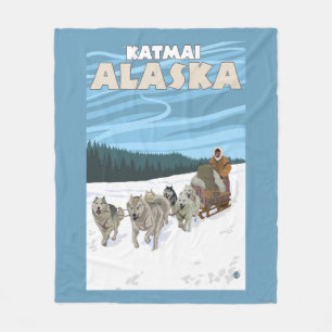 Manta Polar Escena Sledding del perro - Katmai, Alaska