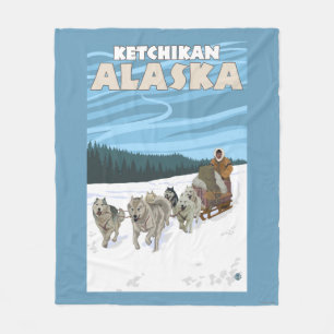 Manta Polar Escena Sledding del perro - Ketchikan, Alaska