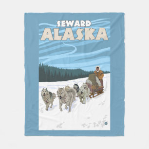 Manta Polar Escena Sledding del perro - Seward, Alaska