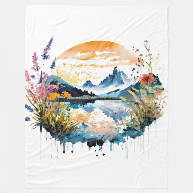 Manta Polar Escenario de montaña acuático (Anverso)