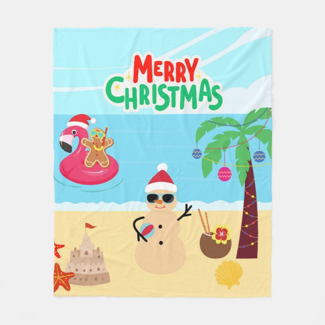 Manta Polar Escenario de Navidades de playa (Anverso)